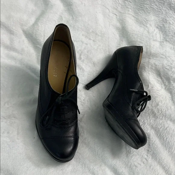 Nine West Black Leather Lace-Up Heel Oxfords 6M - Picture 5 of 8